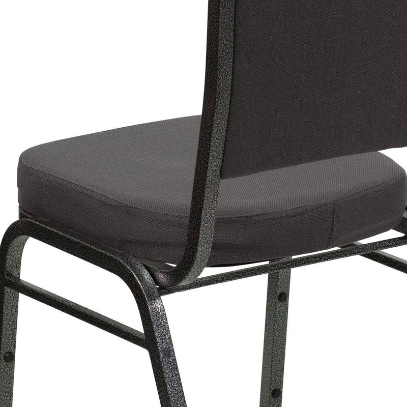 SINGLEWAVE Series Crown Back Stacking Banquet Chair in Gray Fabric - Silver Vein Frame