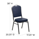 SINGLEWAVE Series Crown Back Stacking Banquet Chair in Navy Vinyl - Silver Vein Frame
