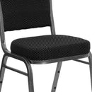 SINGLEWAVE Series Crown Back Stacking Banquet Chair in Black Dot Patterned Fabric - Silver Vein Frame