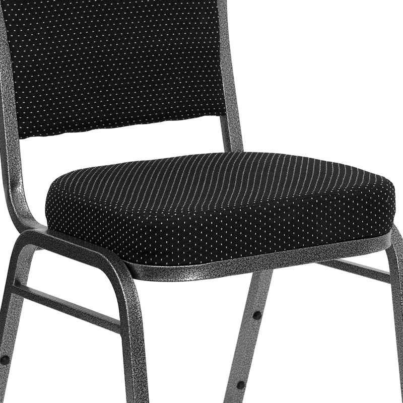 SINGLEWAVE Series Crown Back Stacking Banquet Chair in Black Dot Patterned Fabric - Silver Vein Frame