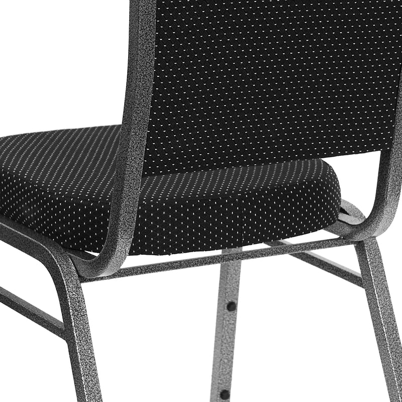 SINGLEWAVE Series Crown Back Stacking Banquet Chair in Black Dot Patterned Fabric - Silver Vein Frame