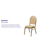 SINGLEWAVE Series Dome Back Stacking Banquet Chair in Beige Patterned Fabric - Gold Frame