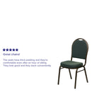 SINGLEWAVE Series Dome Back Stacking Banquet Chair in Green Patterned Fabric - Gold Vein Frame