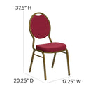 SINGLEWAVE Series Teardrop Back Stacking Banquet Chair in Burgundy Patterned Fabric - Gold Frame