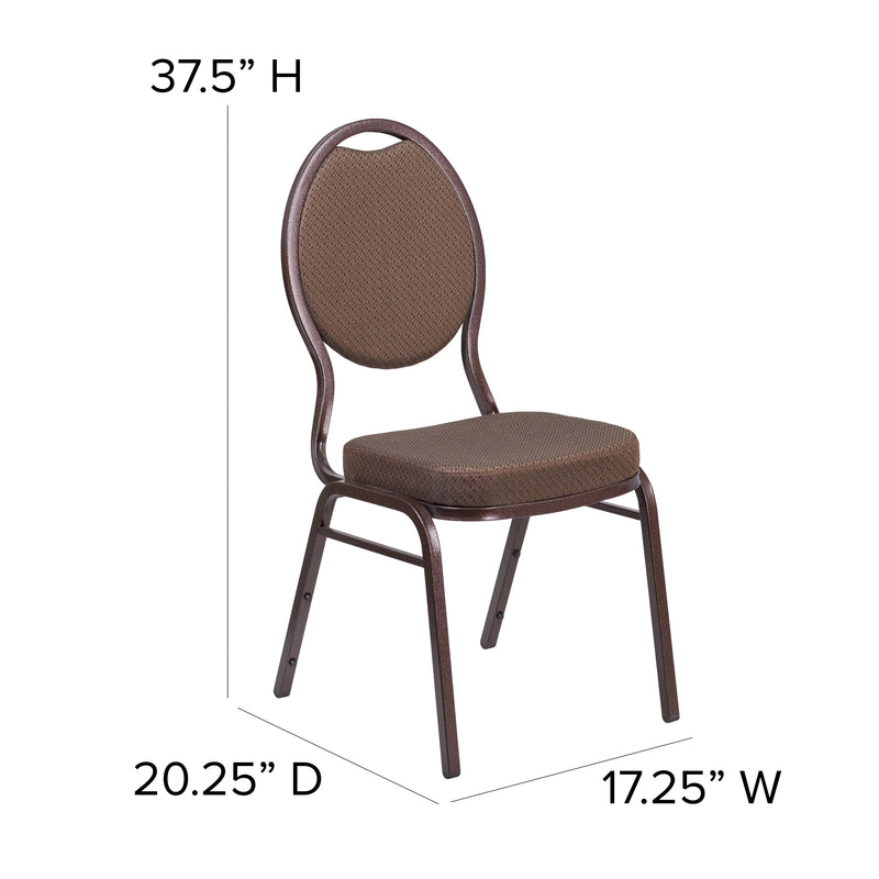 SINGLEWAVE Series Teardrop Back Stacking Banquet Chair in Brown Patterned Fabric - Copper Vein Frame