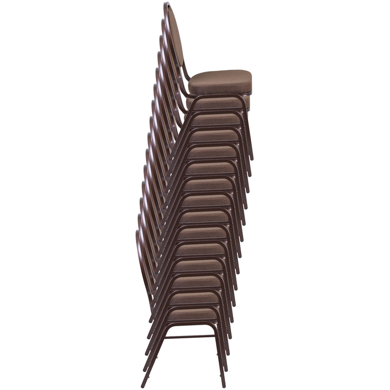 SINGLEWAVE Series Teardrop Back Stacking Banquet Chair in Brown Patterned Fabric - Copper Vein Frame