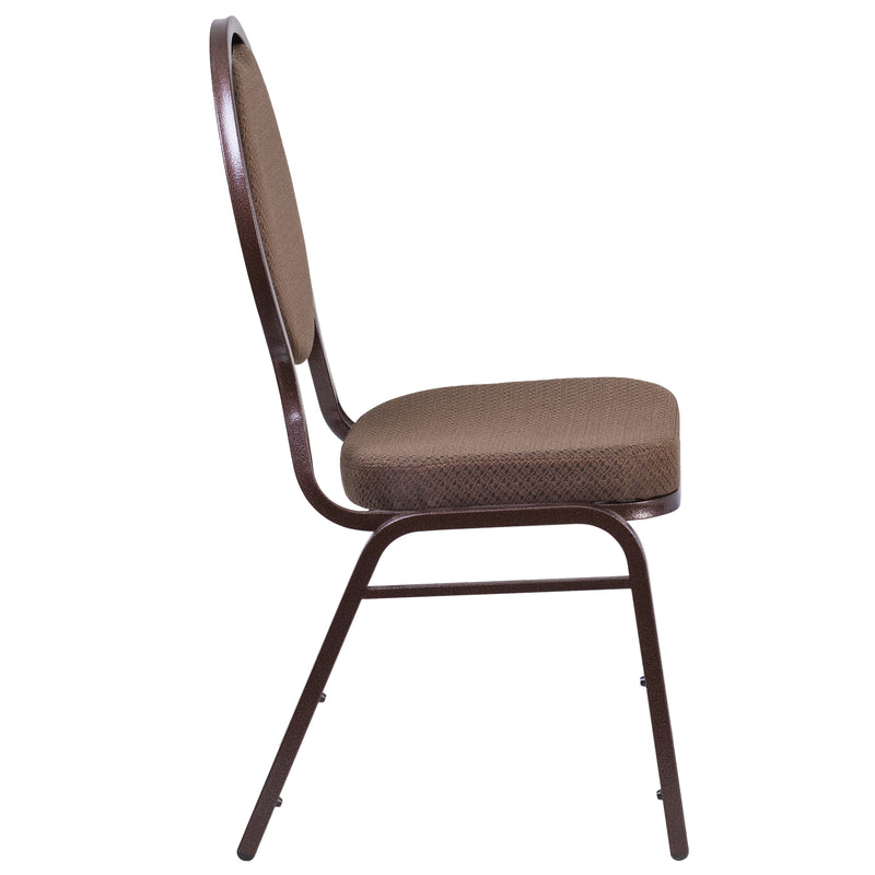 SINGLEWAVE Series Teardrop Back Stacking Banquet Chair in Brown Patterned Fabric - Copper Vein Frame