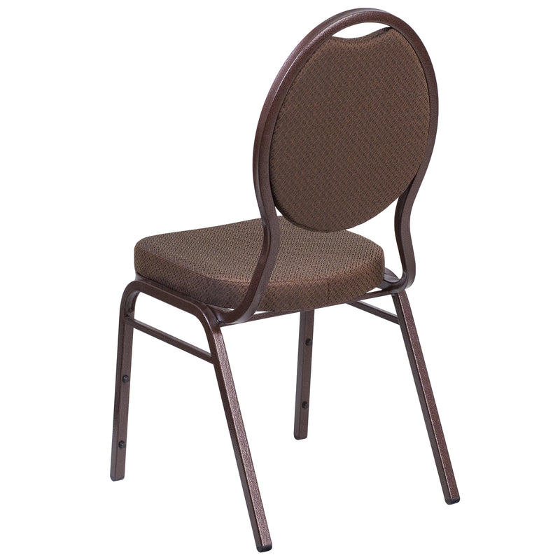 SINGLEWAVE Series Teardrop Back Stacking Banquet Chair in Brown Patterned Fabric - Copper Vein Frame