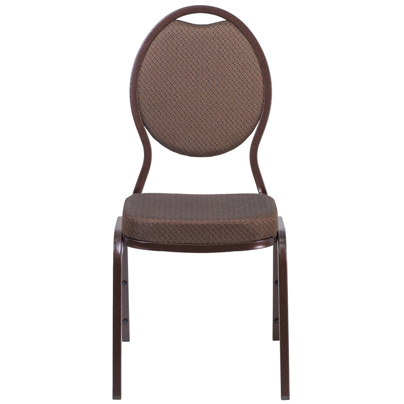 SINGLEWAVE Series Teardrop Back Stacking Banquet Chair in Brown Patterned Fabric - Copper Vein Frame