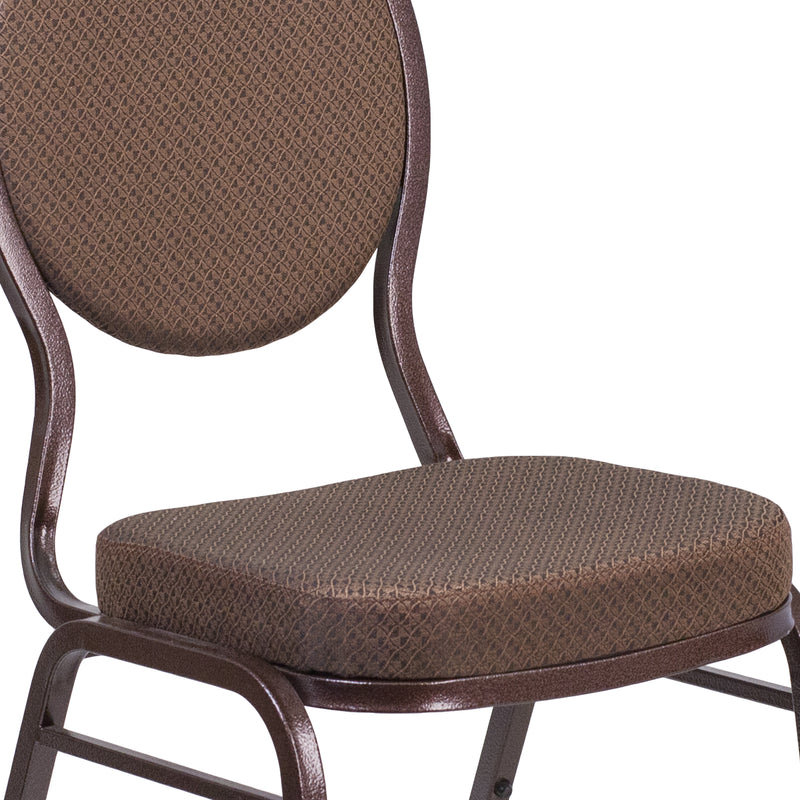 SINGLEWAVE Series Teardrop Back Stacking Banquet Chair in Brown Patterned Fabric - Copper Vein Frame