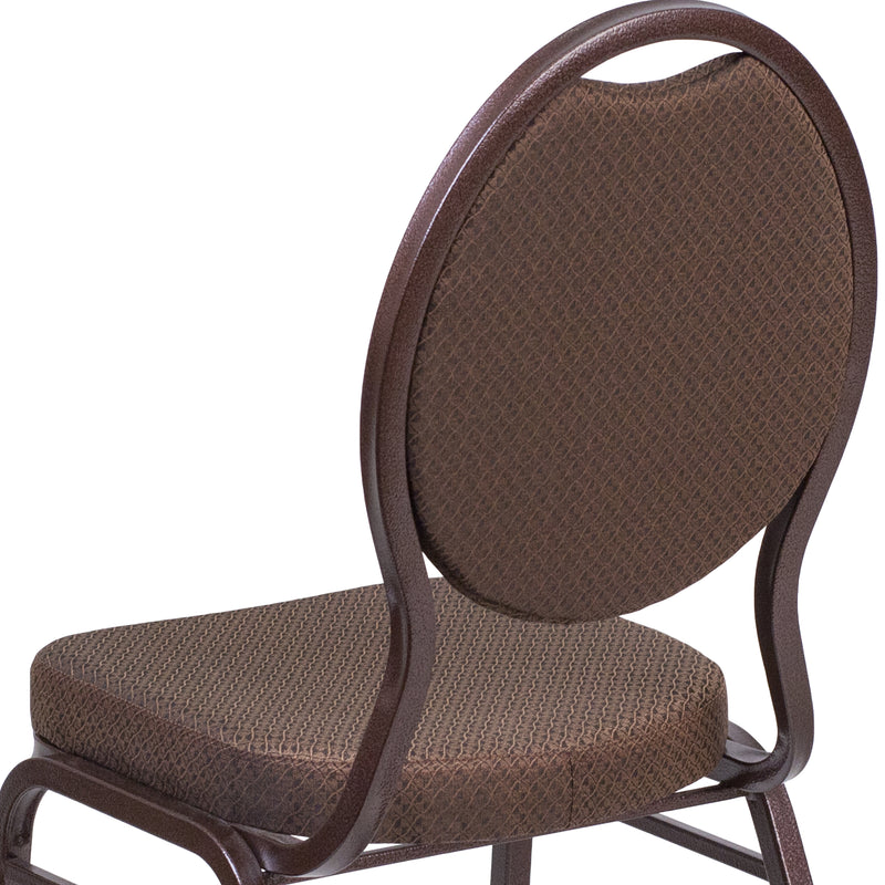 SINGLEWAVE Series Teardrop Back Stacking Banquet Chair in Brown Patterned Fabric - Copper Vein Frame