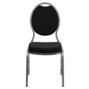 SINGLEWAVE Series Teardrop Back Stacking Banquet Chair in Black Patterned Fabric - Silver Vein Frame
