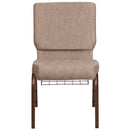 SINGLEWAVE Series 18.5''W Church Chair in Beige Fabric with Book Rack - Copper Vein Frame