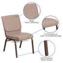 SINGLEWAVE Series 18.5''W Church Chair in Beige Fabric with Book Rack - Copper Vein Frame