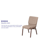 SINGLEWAVE Series 18.5''W Stacking Church Chair in Beige Fabric - Copper Vein Frame