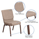 SINGLEWAVE Series 18.5''W Stacking Church Chair in Beige Fabric - Copper Vein Frame