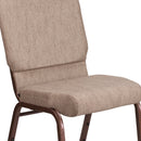 SINGLEWAVE Series 18.5''W Stacking Church Chair in Beige Fabric - Copper Vein Frame