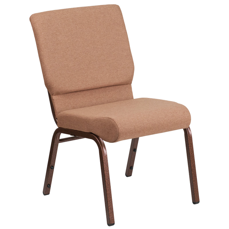 SINGLEWAVE Series 18.5''W Stacking Church Chair in Caramel Fabric - Copper Vein Frame