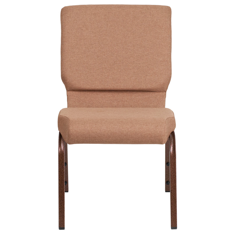 SINGLEWAVE Series 18.5''W Stacking Church Chair in Caramel Fabric - Copper Vein Frame