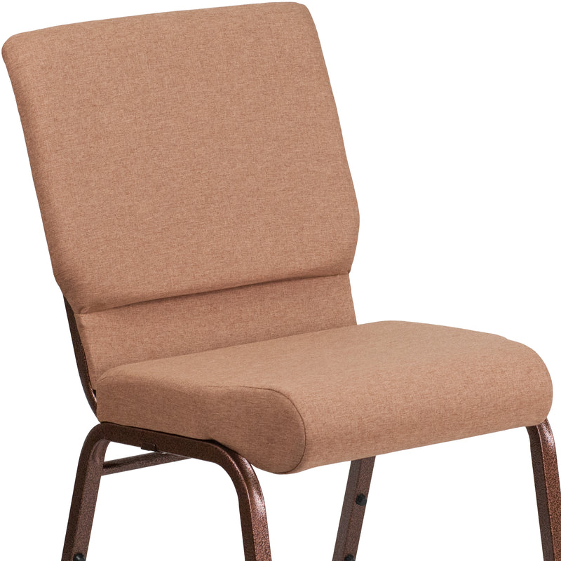 SINGLEWAVE Series 18.5''W Stacking Church Chair in Caramel Fabric - Copper Vein Frame