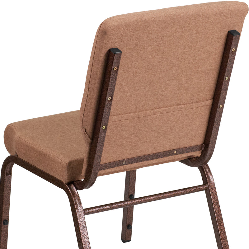 SINGLEWAVE Series 18.5''W Stacking Church Chair in Caramel Fabric - Copper Vein Frame