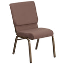 SINGLEWAVE Series 18.5''W Stacking Church Chair in Brown Dot Fabric - Gold Vein Frame