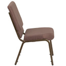 SINGLEWAVE Series 18.5''W Stacking Church Chair in Brown Dot Fabric - Gold Vein Frame