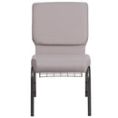 SINGLEWAVE Series 18.5''W Church Chair in Gray Dot Fabric with Book Rack - Silver Vein Frame