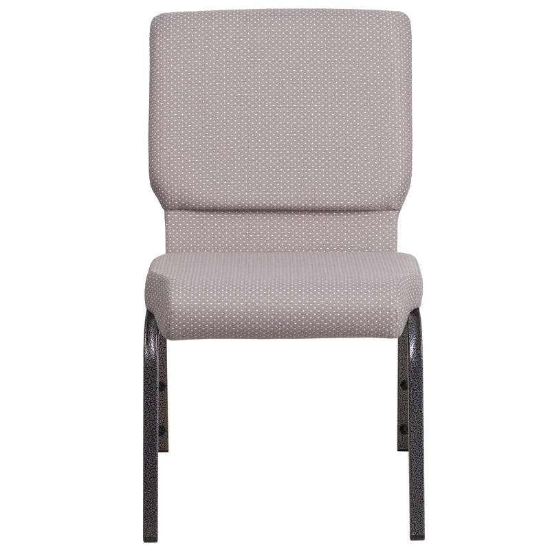 SINGLEWAVE Series 18.5''W Stacking Church Chair in Gray Dot Fabric - Silver Vein Frame