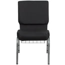 SINGLEWAVE Series 18.5''W Church Chair in Black Patterned Fabric with Cup Book Rack - Silver Vein Frame