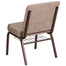 SINGLEWAVE Series 21''W Church Chair in Beige Fabric with Book Rack - Copper Vein Frame
