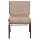 SINGLEWAVE Series 21''W Church Chair in Beige Fabric with Book Rack - Copper Vein Frame