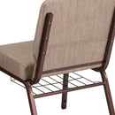 SINGLEWAVE Series 21''W Church Chair in Beige Fabric with Book Rack - Copper Vein Frame