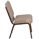 SINGLEWAVE Series 21''W Stacking Church Chair in Beige Fabric - Copper Vein Frame