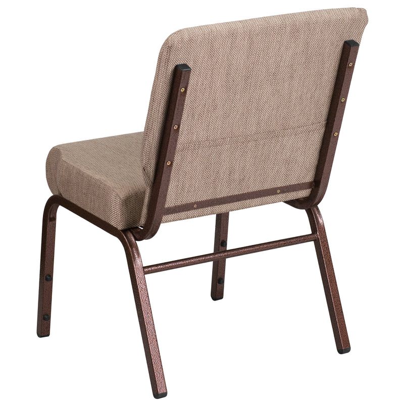 SINGLEWAVE Series 21''W Stacking Church Chair in Beige Fabric - Copper Vein Frame