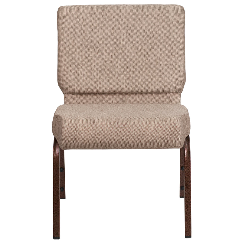 SINGLEWAVE Series 21''W Stacking Church Chair in Beige Fabric - Copper Vein Frame