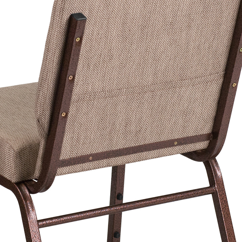 SINGLEWAVE Series 21''W Stacking Church Chair in Beige Fabric - Copper Vein Frame