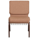 SINGLEWAVE Series 21''W Church Chair in Caramel Fabric with Cup Book Rack - Copper Vein Frame