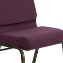 SINGLEWAVE Series 21''W Stacking Church Chair in Plum Fabric - Gold Vein Frame