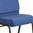 SINGLEWAVE Series 21''W Stacking Church Chair in Blue Fabric - Gold Vein Frame