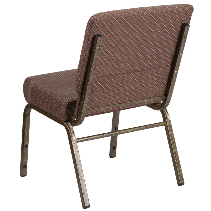 SINGLEWAVE Series 21''W Stacking Church Chair in Brown Dot Fabric - Gold Vein Frame