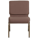 SINGLEWAVE Series 21''W Stacking Church Chair in Brown Dot Fabric - Gold Vein Frame