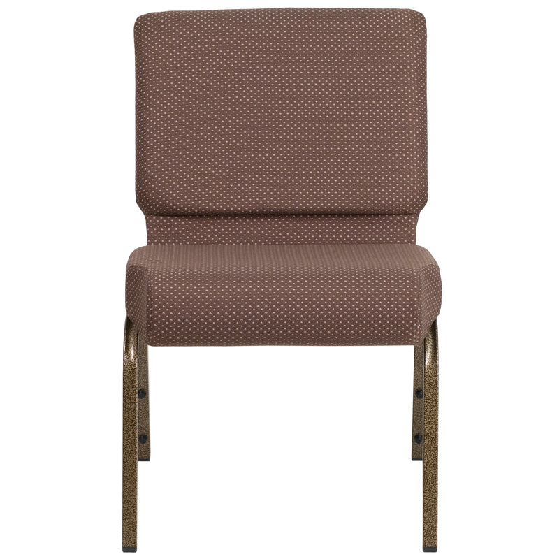 SINGLEWAVE Series 21''W Stacking Church Chair in Brown Dot Fabric - Gold Vein Frame