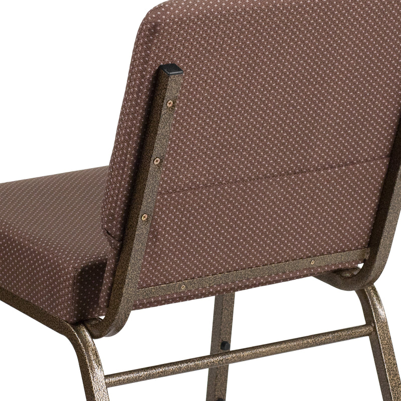 SINGLEWAVE Series 21''W Stacking Church Chair in Brown Dot Fabric - Gold Vein Frame