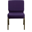 SINGLEWAVE Series 21''W Stacking Church Chair in Royal Purple Fabric - Gold Vein Frame