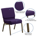 SINGLEWAVE Series 21''W Stacking Church Chair in Royal Purple Fabric - Gold Vein Frame