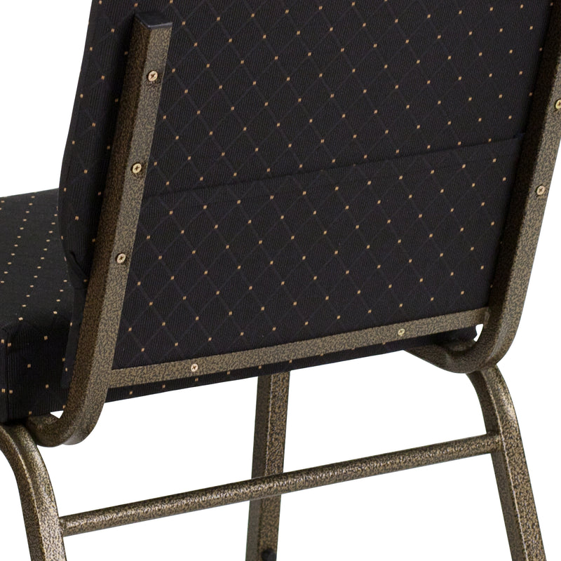 SINGLEWAVE Series 21''W Stacking Church Chair in Black Dot Patterned Fabric - Gold Vein Frame