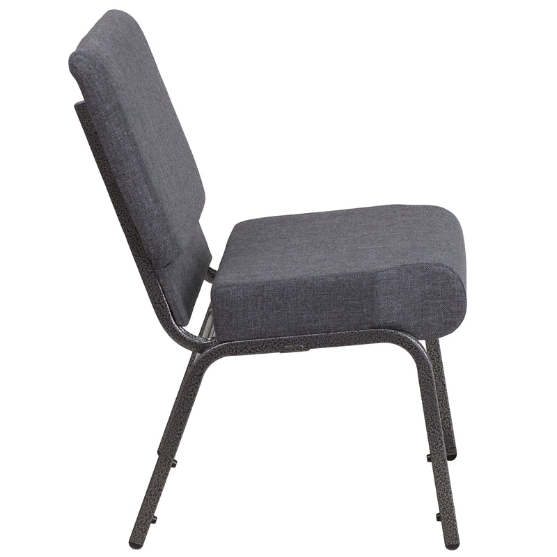 SINGLEWAVE Series 21''W Church Chair in Dark Gray Fabric - Silver Vein Frame