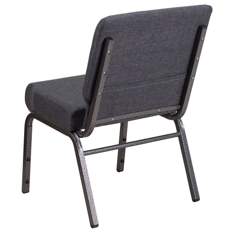 SINGLEWAVE Series 21''W Church Chair in Dark Gray Fabric - Silver Vein Frame