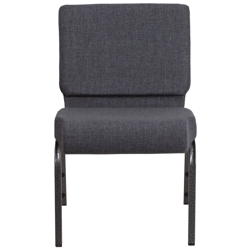 SINGLEWAVE Series 21''W Church Chair in Dark Gray Fabric - Silver Vein Frame